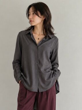 Kit and Ace Women’s Relaxed Button-Up Shirt Gray Size Medium Oversized Long Back